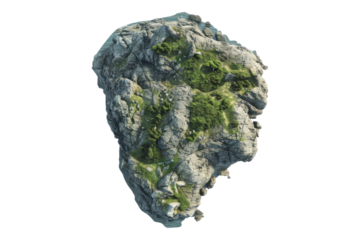 Stone on moss isolated on transparent background