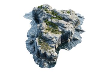 Stone on moss isolated on transparent background