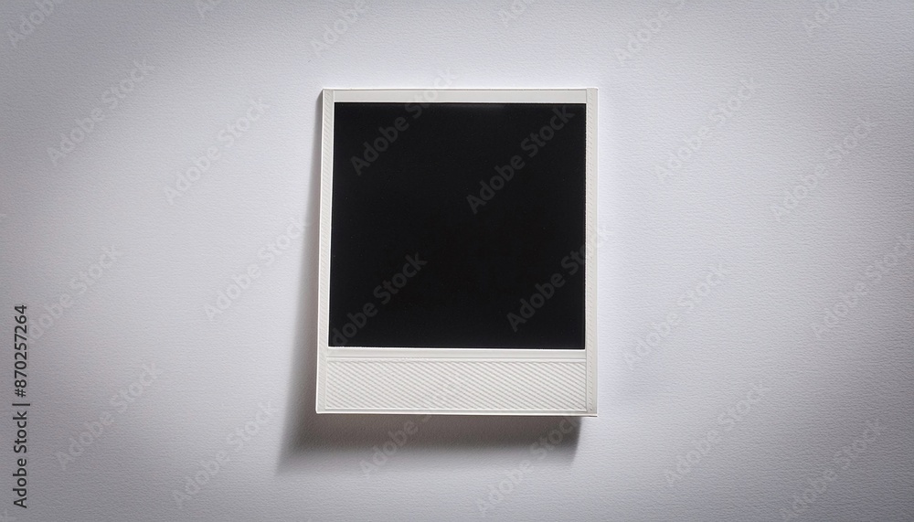 Poster a single instant photo frame on pure empty white background, mockup