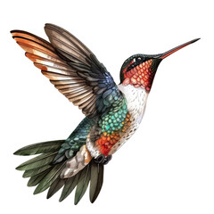 Obraz premium Black And White Drawing Hummingbird Illustration Art, Generative AI