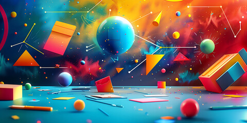 dynamic back to school background with a burst of colorful geometric