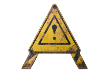 Caution warning sign isolated on transparent background