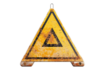 Caution warning sign isolated on transparent background