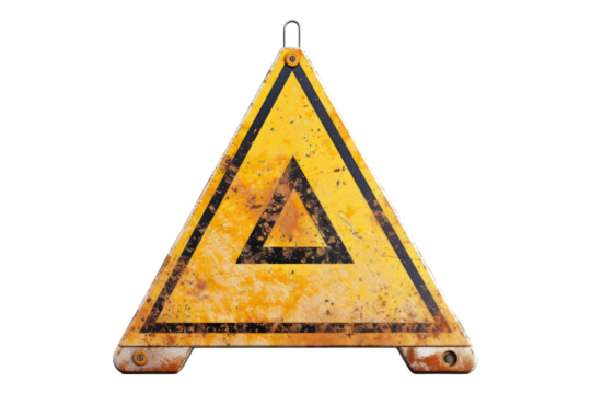 Caution warning sign isolated on transparent background