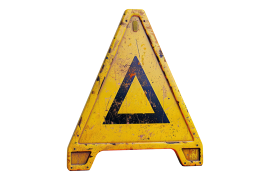 Caution warning sign isolated on transparent background
