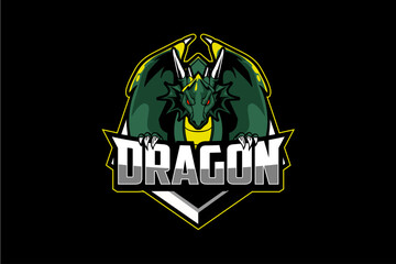 Cartoon character dragon vector badge logo template