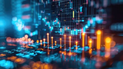 Fototapeta premium Futuristic Investment Strategies in a Holographic Corporate Environment