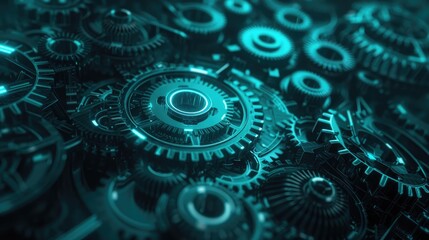 Abstract digital technology background with gears and cog , Ai generated for Ads