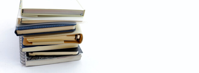 Stack of notebooks with copy space