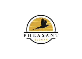 silhouette of pheasant logo design. Beauty pheasant logo