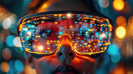 Futuristic Corporate Bonds Trading with Augmented Reality in Modern Fintech Office Environment