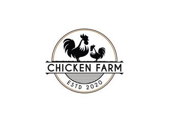 Obraz premium Minimalist and Simple Chicken Farm Logo. For business template illustration. Chicken mascot logo vector, Illustration of chicken.