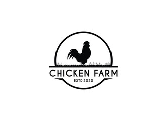 Minimalist and Simple Chicken Farm Logo. For business template illustration. Chicken mascot logo vector, Illustration of chicken.