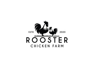 Minimalist and Simple Chicken Farm Logo. For business template illustration. Chicken mascot logo vector, Illustration of chicken.