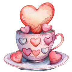 a heart clipart, cute heart element, watercolor illustration, romantic, image transparent