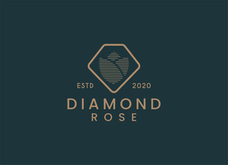 Blooming rose flower logo emblem design template vector illustration