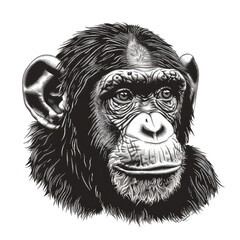 Black And White Drawing Monkey  Illustration Art, Generative AI