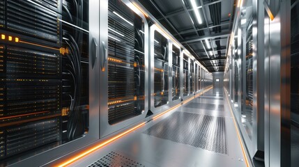 Advanced lithiumion battery arrays in a modern facility, futuristic tone, vivid color scheme, side view, showcasing highcapacity energy storage