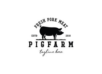Pig farming logo design. Modern pig farm logo. Fresh pork logo design