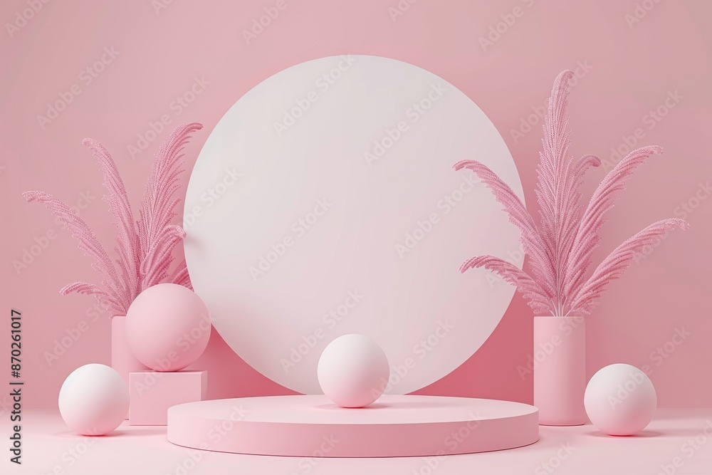 Poster minimalist 3d render of a camera with abstract pink background