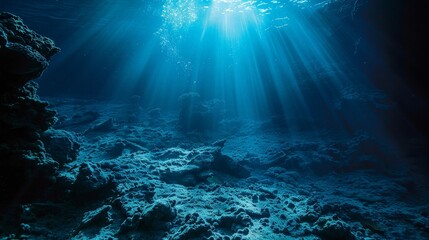 Obraz premium The sea's mysterious depths, shrouded in darkness and secrecy, hold untold treasures and secrets waiting to be discovered.