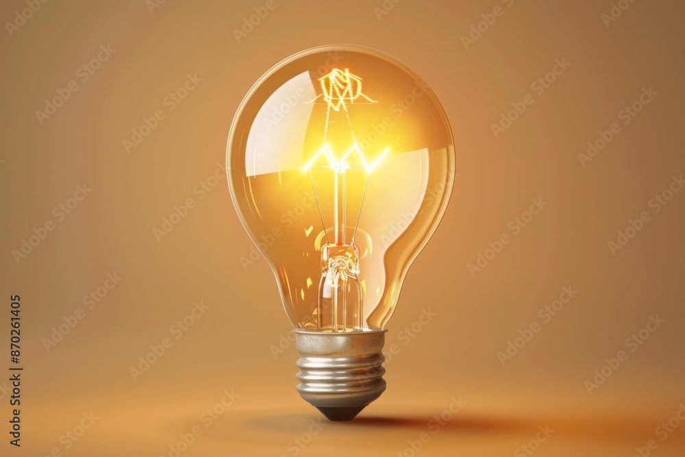 Poster high resolution image of a glowing light bulb in a modern setting