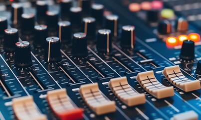 Close-Up of a Sound Mixer Console