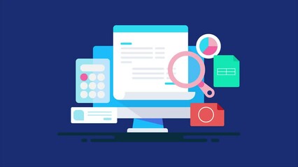 Bank statement download from financial app, transaction statistics business technology digital accounting process video animation.