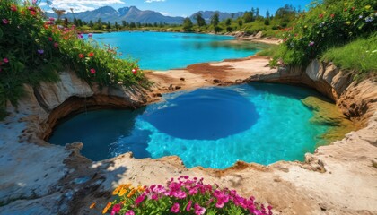 Obraz premium Stunning Turquoise Lagoon in the Mountains.
