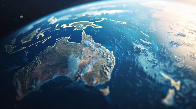 Australia and surrounding islands seen from space