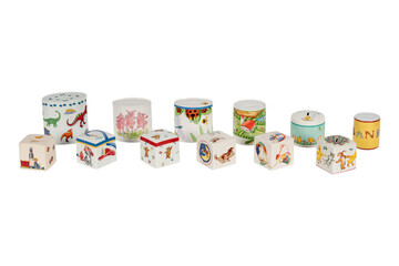 hand holding a cup of tea on white background 