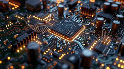 Obraz premium Electronic components, integrated circuit boards, electronic devices