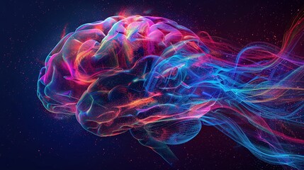 Colorful Digital Illustration of Brain