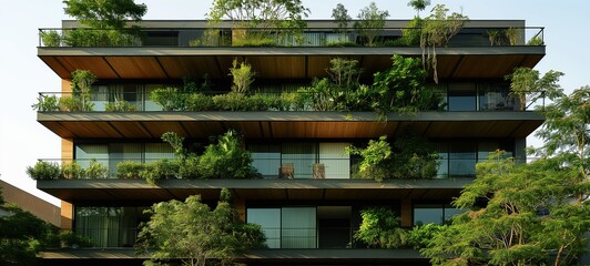 Sponge City Concept: Sustainable Building with Green Balconies and Urban Vegetation Integration
