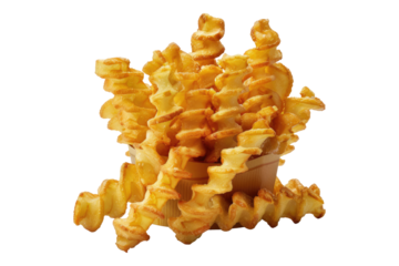 Crinkle fries isolated on transparent background