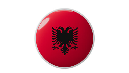 Obraz premium Albania, Albanian Circle flag icon . Transparent backgound. 3d rendered with alpha channel. Round shape. 