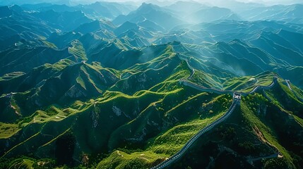 Fototapeta premium Great Wall of China in Mountain Landscape