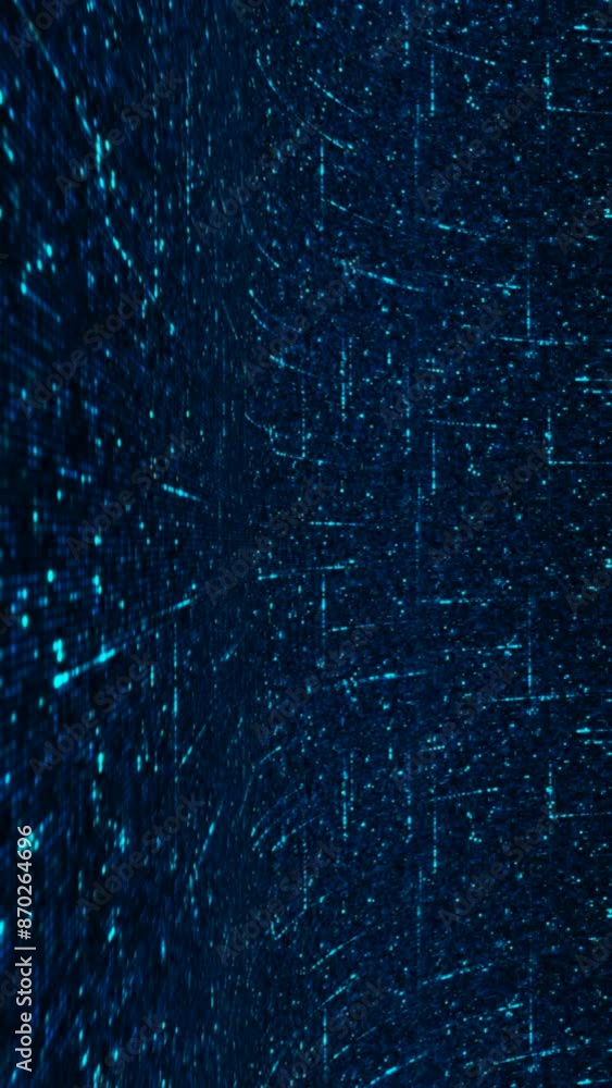 Poster motion graphic of blue data matrix simulation. media. digital technology with futuristic hud screen 