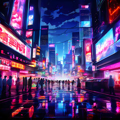 Night Anime Scene of Japan