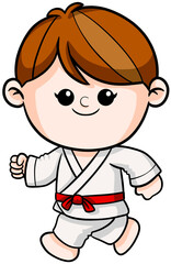 cute cartoon Taekwondo boy sport character illustration 