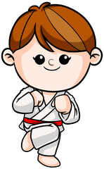 cute cartoon Taekwondo boy sport character illustration 