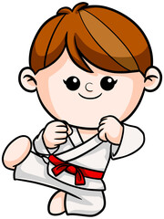 cute cartoon Taekwondo boy sport character illustration 
