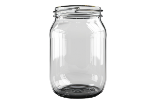 Empty glass jar isolated on transparent background