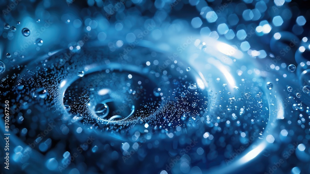 Poster a closeup of a water drop creating ripples on a calm blue surface in slow motion is captured in this
