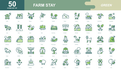 Farm stay icon set