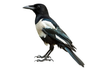 Obraz premium Feathered magpie isolated on transparent background