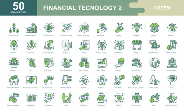 Financial Technology icon set