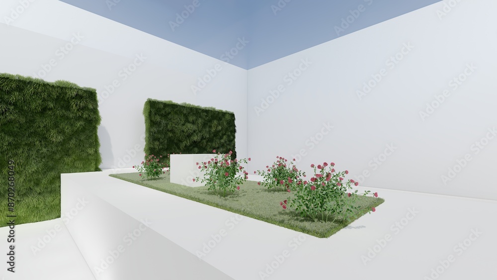 Poster floral podium with space for object background 3d render