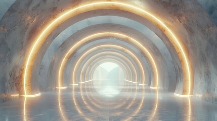 Obraz premium 3D Render: Abstract Sci-Fi Art with Polished Concrete Tunnel