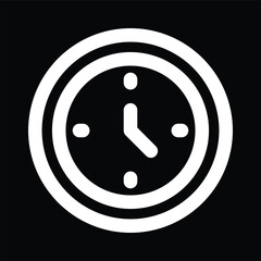 White Clock Icon on Black Background